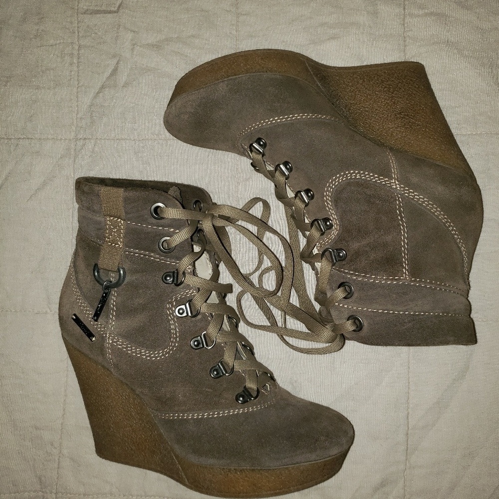 Diesel Taupe Ankle Boots with Wedge